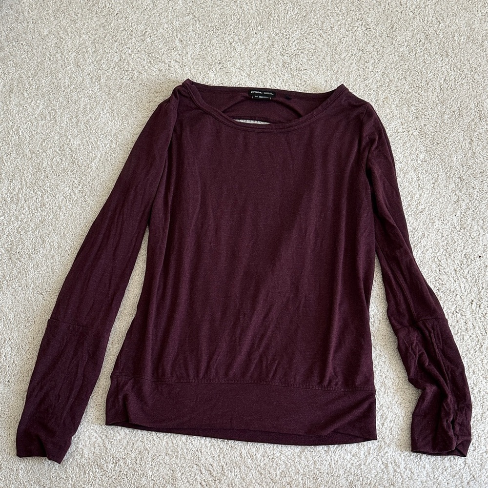 Prana Deep Maroon Long Sleeve Top